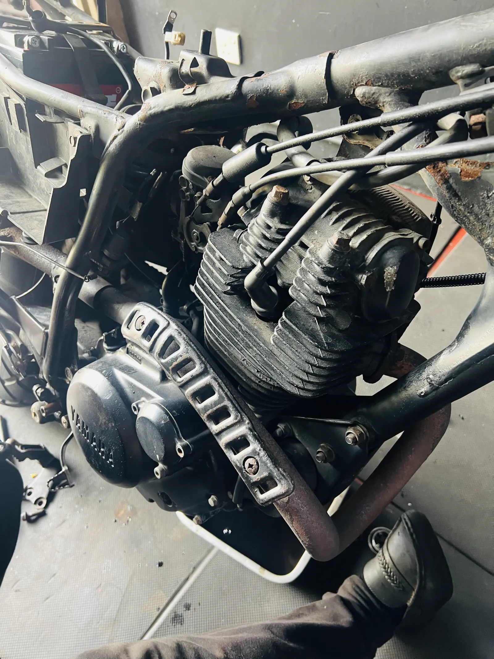 Yamaha motorcycle engine before internal inspection